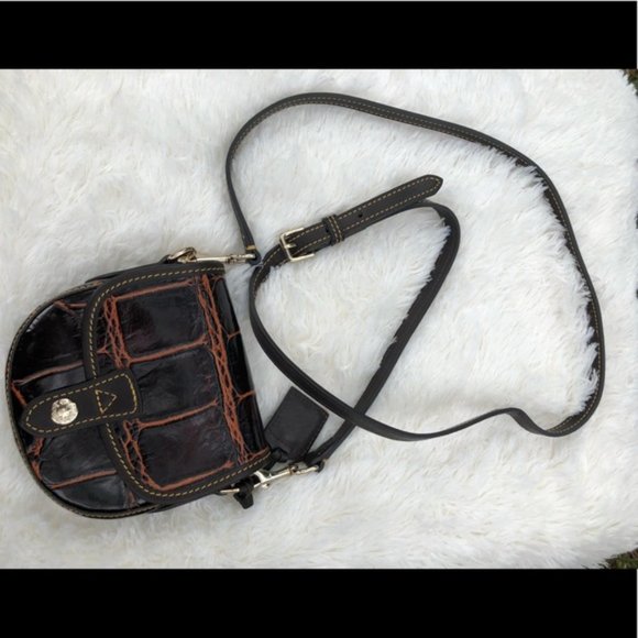 Vintage Dooney & Bourke Croco Embossed Leather Mini Crossbody - Picture 3 of 8